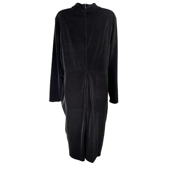 Express Dress Womens XL Black Velvet Velour Long Sleeve Mock Neck Maxi - Picture 3 of 10